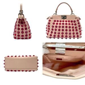 Fendi Peekaboo Shoulder Resin Handbag Leather Pink Bag